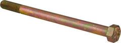 Made in USA - 7/8-9 UNC, 12" Length Under Head Hex Head Cap Screw - Partially Threaded, Grade L9 Alloy Steel, Zinc Yellow Dichromate Finish, 1-5/16" Hex - Americas Industrial Supply