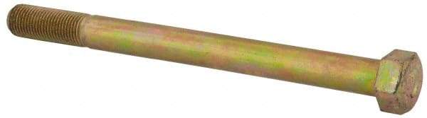 Made in USA - 1/2-20 UNF, 6" Length Under Head Hex Head Cap Screw - Partially Threaded, Grade L9 Alloy Steel, Zinc Yellow Dichromate Finish, 3/4" Hex - Americas Industrial Supply