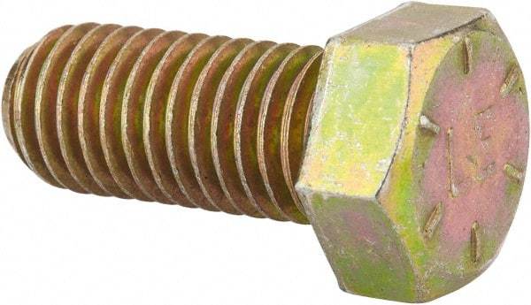 Value Collection - 9/16-12 UNC, 1-1/4" Length Under Head Hex Head Cap Screw - Fully Threaded, Grade 8 Alloy Steel, Zinc-Plated Finish, 13/16" Hex - Americas Industrial Supply