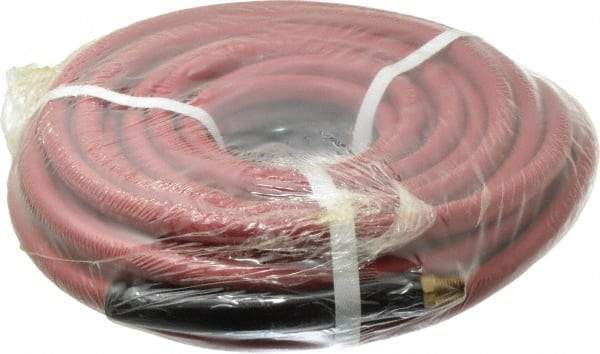Made in USA - 1/4" ID x 1/2" OD 50' Long Multipurpose Air Hose - MNPT x MNPT Ends, 300 Working psi, 1/4" Fitting, Red - Americas Industrial Supply