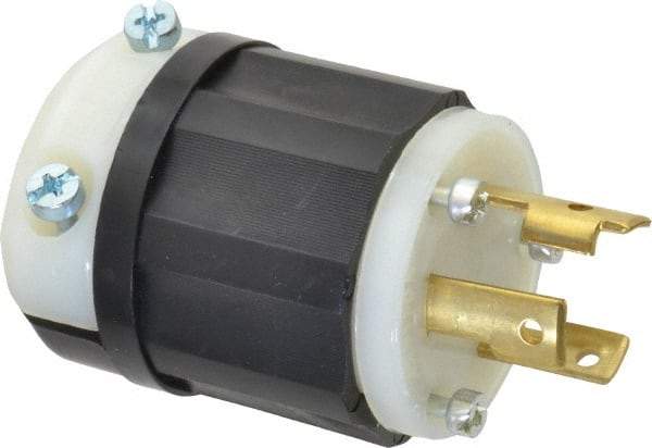 Leviton - 250 VAC, 30 Amp, L6-30P Configuration, Industrial Grade, Self Grounding Plug - 1 Phase, 2 Poles, 0.385 to 0.86 Inch Cord Diameter - Americas Industrial Supply