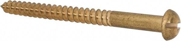 Value Collection - #14, 3" Length Under Head, Slotted Drive, Round Head Wood Screw - ASME B18.6.1, Brass - Americas Industrial Supply