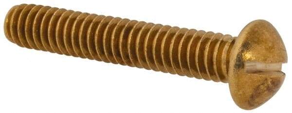 Value Collection - 1/4-20 UNC, 1-1/2" Length Under Head Slotted Drive Machine Screw - Round Head, Brass, Without Washer - Americas Industrial Supply