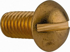 Value Collection - 3/8-16 UNC, 3/4" Length Under Head Slotted Drive Machine Screw - Round Head, Brass, Uncoated, Without Washer - Americas Industrial Supply