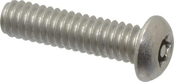 Made in USA - 1/4-20 UNC, 1" Length Under Head Torx Drive Machine Screw - Button Head, Grade 18-8 Stainless Steel, Uncoated, Without Washer - Americas Industrial Supply