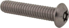 Made in USA - 1/4-20 UNC, 1-1/4" Length Under Head Torx Drive Machine Screw - Button Head, Grade 18-8 Stainless Steel, Uncoated, Without Washer - Americas Industrial Supply