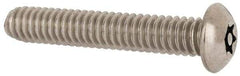 Made in USA - 1/4-20 UNC, 1-1/2" Length Under Head Torx Drive Machine Screw - Button Head, Grade 18-8 Stainless Steel, Uncoated, Without Washer - Americas Industrial Supply