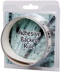 Made in USA - 6 Ft. Long x 1-1/4 Inch Wide, 1/16 Inch Graduation, Clear, Mylar Adhesive Tape Measure - Reads Left to Right, Horizontal Scale - Americas Industrial Supply