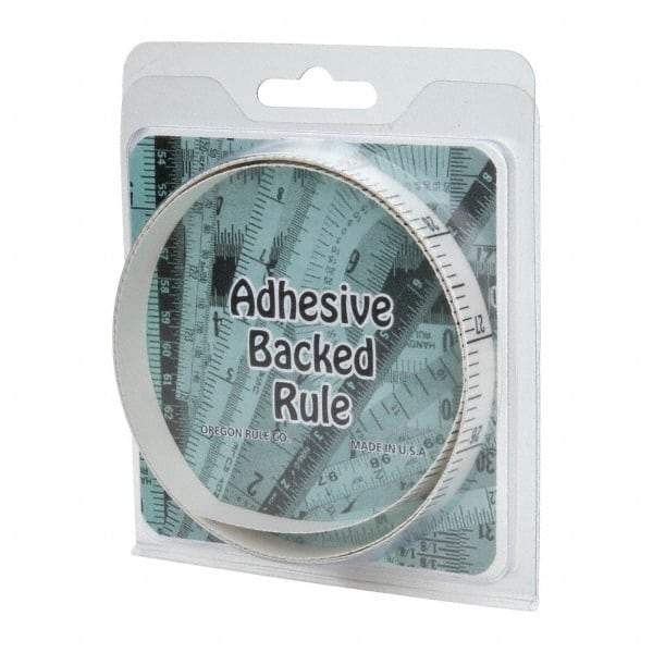 Made in USA - 3 Ft. Long x 1/2 Inch Wide, 1/10 Inch Graduation, White, Mylar Adhesive Tape Measure - Reads Top to Bottom, Vertical Rules - Americas Industrial Supply