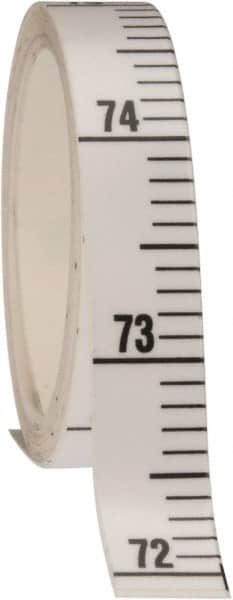 Made in USA - 9 Ft. Long x 1/2 Inch Wide, 1/10 Inch Graduation, White, Mylar Adhesive Tape Measure - Reads Bottom to Top, Vertical Rules - Americas Industrial Supply