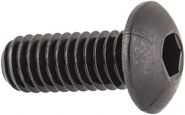 Unbrako - M4x0.70 Metric Coarse Hex Socket Drive, Button Screw - Alloy Steel, Black Oxide Finish, 10mm Length Under Head - Americas Industrial Supply