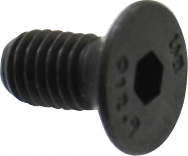 Unbrako - M5x0.80 Metric Coarse Hex Socket Drive, 90 to 92° Flat Screw - Grade 12.9 Alloy Steel, Black Oxide Finish, 10mm OAL - Americas Industrial Supply