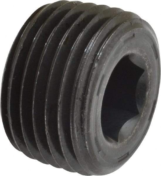 Unbrako - 1/2-14, 17/32" OAL, Alloy Steel Socket Pressure Plug - 7/8" Taper per Foot, 3/8" Hex Key - Americas Industrial Supply