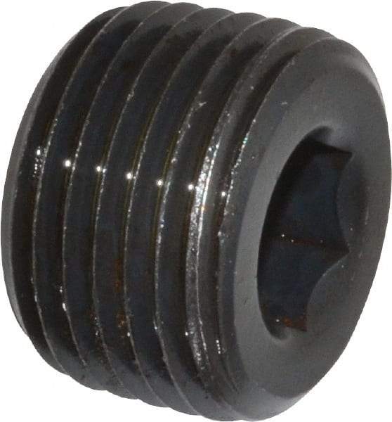Unbrako - 1/2-14, 9/16" OAL, Alloy Steel Socket Pressure Plug - 3/4" Taper per Foot, 3/8" Hex Key - Americas Industrial Supply