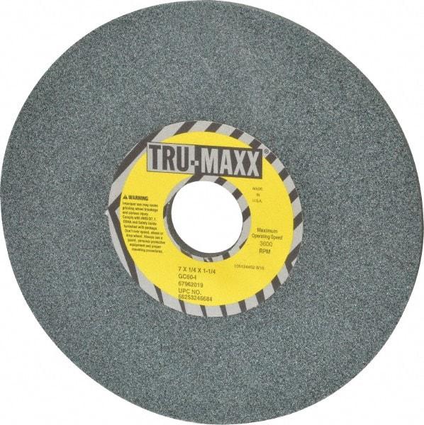 Tru-Maxx - 7" Diam x 1-1/4" Hole x 1/4" Thick, I Hardness, 60 Grit Surface Grinding Wheel - Silicon Carbide, Type 1, Medium Grade, 3,600 Max RPM, Vitrified Bond, No Recess - Americas Industrial Supply