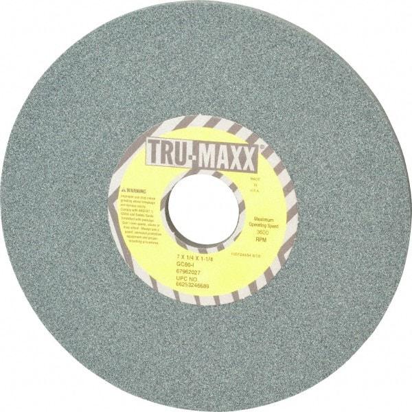 Tru-Maxx - 7" Diam x 1-1/4" Hole x 1/4" Thick, I Hardness, 80 Grit Surface Grinding Wheel - Silicon Carbide, Type 1, Medium Grade, 3,600 Max RPM, Vitrified Bond, No Recess - Americas Industrial Supply