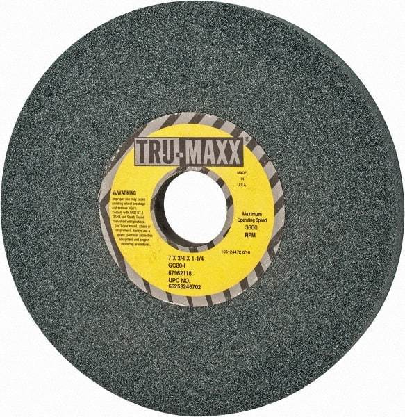Tru-Maxx - 7" Diam x 1-1/4" Hole x 3/4" Thick, I Hardness, 80 Grit Surface Grinding Wheel - Silicon Carbide, Type 5, Medium Grade, 3,600 Max RPM, Vitrified Bond, One-Side Recess - Americas Industrial Supply