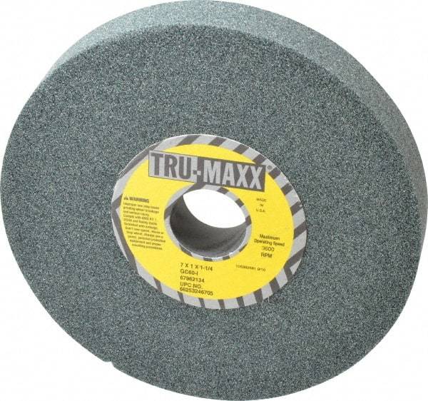 Tru-Maxx - 7" Diam x 1-1/4" Hole x 1" Thick, I Hardness, 60 Grit Surface Grinding Wheel - Silicon Carbide, Type 5, Medium Grade, 3,600 Max RPM, Vitrified Bond, One-Side Recess - Americas Industrial Supply