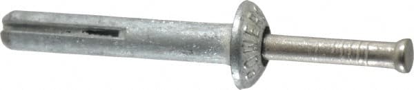 Powers Fasteners - 1/4" Diam, 1/4" Drill, 1-1/2" OAL, 1-1/8" Min Embedment Hammer Drive Concrete Anchor - Stainless Steel (Drive Pin)/Zamac Alloy (Body), Zinc-Plated Finish, Mushroom Head - Americas Industrial Supply