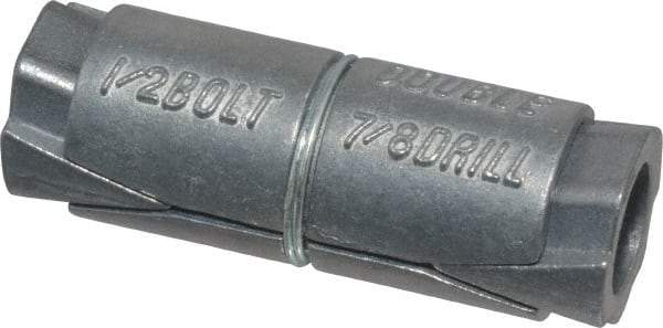 Powers Fasteners - 1/2" Diam, 7/8" Drill, 2-1/2" OAL, 2" Min Embedment Double Expansion Concrete Anchor - Zamac Alloy, Flat Head - Americas Industrial Supply