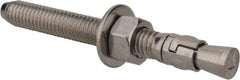 Powers Fasteners - 3/8" Diam, 3/8" Drill, 3-1/2" OAL, 1-1/4" Min Embedment Wedge Expansion Concrete Anchor - 304 Stainless Steel, Hex Nut Head, Hex Drive, 2-3/8" Thread Length - Americas Industrial Supply