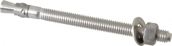 Powers Fasteners - 3/8" Diam, 3/8" Drill, 5" OAL, 2-1/4" Min Embedment Wedge Expansion Concrete Anchor - 304 Stainless Steel, Hex Nut Head, Hex Drive, 3-1/8" Thread Length - Americas Industrial Supply