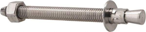 Powers Fasteners - 1/2" Diam, 1/2" Drill, 5-1/2" OAL, Wedge Expansion Concrete Anchor - 304 Stainless Steel, Hex Nut Head, Hex Drive, 4-1/8" Thread Length - Americas Industrial Supply