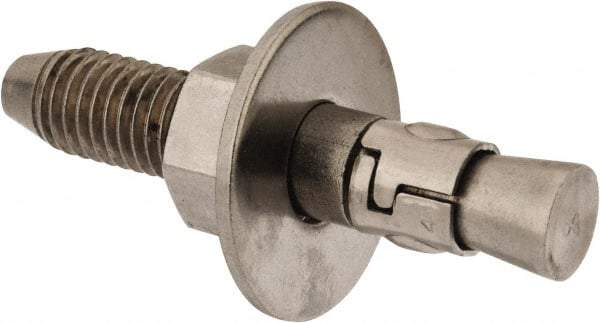 Powers Fasteners - 5/8" Diam, 5/8" Drill, 3-1/2" OAL, Wedge Expansion Concrete Anchor - 304 Stainless Steel, Hex Nut Head, Hex Drive, 2" Thread Length - Americas Industrial Supply