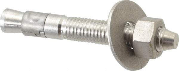 Powers Fasteners - 5/8" Diam, 5/8" Drill, 4-1/2" OAL, Wedge Expansion Concrete Anchor - 304 Stainless Steel, Hex Nut Head, Hex Drive, 3" Thread Length - Americas Industrial Supply