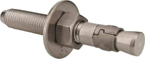 Powers Fasteners - 3/4" Diam, 3/4" Drill, 5-1/2" OAL, Wedge Expansion Concrete Anchor - 304 Stainless Steel, Hex Nut Head, Hex Drive, 3-5/8" Thread Length - Americas Industrial Supply