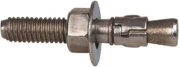 Powers Fasteners - 3/8" Diam, 3/8" Drill, 2-1/4" OAL, 3-3/8" Min Embedment Wedge Expansion Concrete Anchor - 316 Stainless Steel, Hex Nut Head, Hex Drive, 1-1/4" Thread Length - Americas Industrial Supply