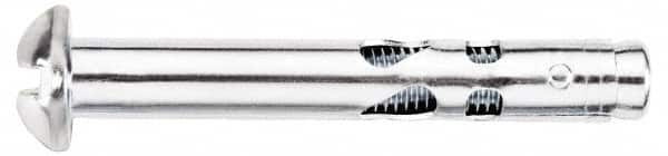 Value Collection - 1/4" Diam, 1/4" Drill, 2-3/4" OAL, 2-3/4" Min Embedment Sleeve Concrete Anchor - Steel, Zinc-Plated Finish, Round Head - Americas Industrial Supply
