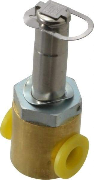 Parker - 1/4" Port, Two Way, Direct Acting, Brass Solenoid Valve - Normally Closed, 300 Max PSI, NBR Seal - Americas Industrial Supply