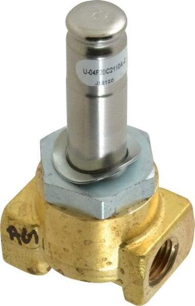 Parker - 1/4" Port, Two Way, Direct Acting, Brass Solenoid Valve - Normally Closed, 150 Max PSI, NBR Seal - Americas Industrial Supply