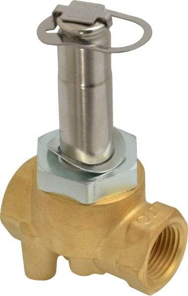 Parker - 3/8" Port, Two Way, Direct Acting, Brass Solenoid Valve - Normally Closed, 150 Max PSI, NBR Seal - Americas Industrial Supply
