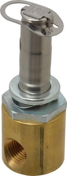 Parker - 1/4" Port, Two Way, Direct Acting, Brass Solenoid Valve - Normally Open, 300 Max PSI, NBR Seal - Americas Industrial Supply