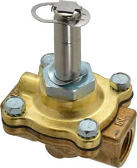 Parker - 1/2" Port, Two Way, Piloted Diaphragm, Brass Solenoid Valve - Normally Closed, 150 Max PSI, NBR Seal - Americas Industrial Supply