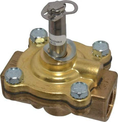 Parker - 1/2" Port, Two Way, Piloted Diaphragm, Brass Solenoid Valve - Normally Closed, 200 Max PSI, NBR Seal - Americas Industrial Supply