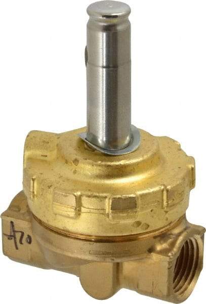 Parker - 1/2" Port, Two Way, Piloted Diaphragm, Brass Solenoid Valve - Normally Closed, 300 Max PSI, NBR Seal - Americas Industrial Supply