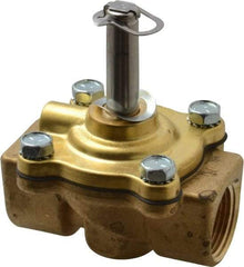 Parker - 3/4" Port, Two Way, Piloted Diaphragm, Brass Solenoid Valve - Normally Closed, 125 Max PSI, NBR Seal - Americas Industrial Supply
