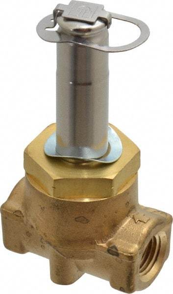 Parker - 1/4" Port, Two Way, Piloted Diaphragm, Brass Solenoid Valve - Normally Closed, 275 Max PSI, NBR Seal - Americas Industrial Supply