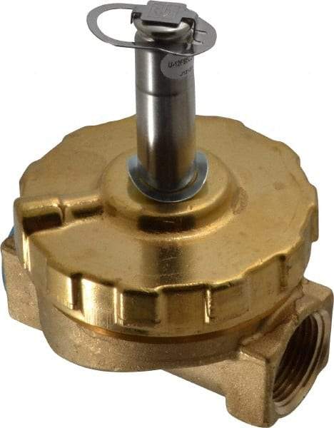 Parker - 3/4" Port, Two Way, Piloted Diaphragm, Brass Solenoid Valve - Normally Closed, 125 Max PSI, PTFE Seal - Americas Industrial Supply