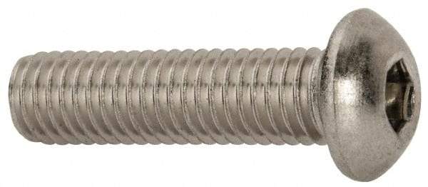 Value Collection - M8x1.25 Metric Coarse Hex Socket Drive, Button Screw - Grade 18-8 Stainless Steel, Partially Threaded, 30mm Length Under Head - Americas Industrial Supply