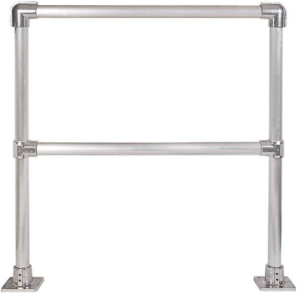 Hollaender - 4' Long x 42" High, Aluminum Straight Railing - 1.9" Pipe, Includes 2 Sub Assembled Posts, 2 Horizontal Rails, Bag with 2 Flanges, Instructions, Assembly Tool - Americas Industrial Supply
