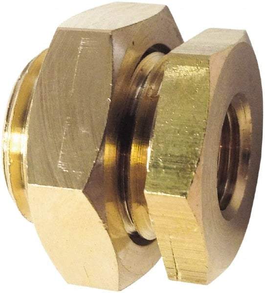 Legris - 3/4 Male Thread x 3/4 Female Thread, Brass Industrial Pipe Male/Female Bulkhead - FBSPP x MBSPP, 3,626 psi - Americas Industrial Supply