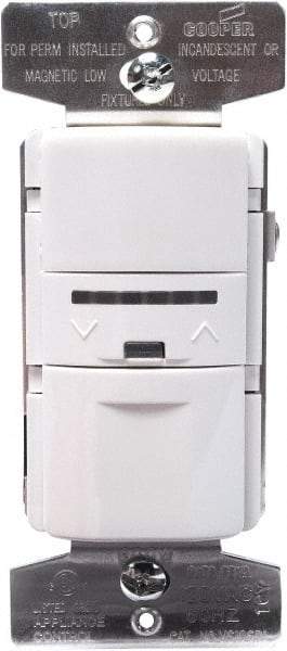 Cooper Wiring Devices - 1,000 Square Ft. Coverage, Infrared Vacancy Sensor Wall Switch - 600 at 120 V Incandescent, 600 at 120 V Fluorescent, 120 VAC, White - Americas Industrial Supply