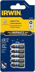 Irwin - #2, Insert Phillips Screwdriver Bit - 1/4" Drive, 1" OAL - Americas Industrial Supply