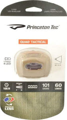 Princeton Tec - Red LED Bulb, 78 Lumens, Hands-free Flashlight - Tan Plastic Body, 3 AAA Batteries Not Included - Americas Industrial Supply
