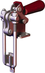 De-Sta-Co - 1,000.4 Lb Capacity, Vertical, U Hook, Flanged Base, Carbon Steel Pull Action Latch Clamp - 2.04" Drawing Movement, 4.12" OAL, Threaded U Hook, Straight Handle - Americas Industrial Supply