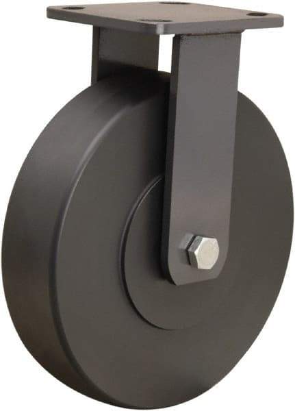 Hamilton - 8" Diam x 2" Wide x 9-1/2" OAH Top Plate Mount Rigid Caster - Nylon, 2,000 Lb Capacity, Sealed Precision Ball Bearing, 4 x 4-1/2" Plate - Americas Industrial Supply